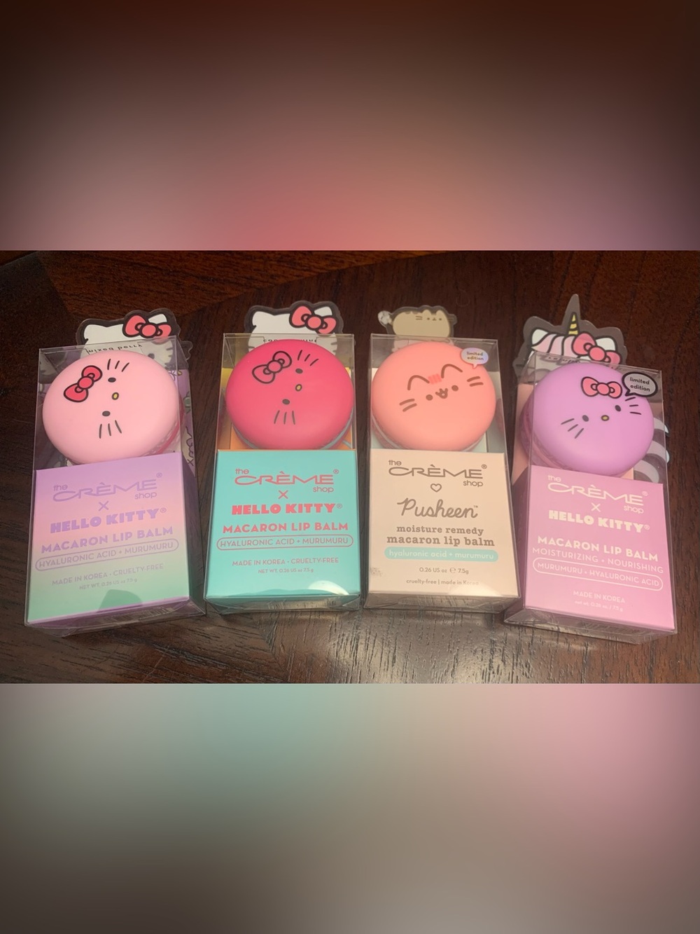 Hello Kitty & Pusheen Macaron 4 Piece Lip Balm Duo